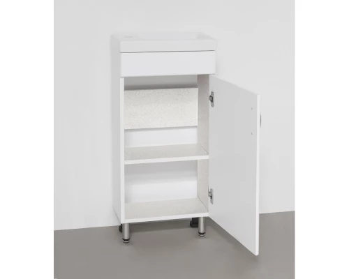 Тумба с раковиной белый глянец 40 см Style Line Эко Стандарт ЛС-00000307 + ЛС-00000247