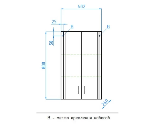 Шкаф двустворчатый подвесной 48,2x80 см белый глянец Style Line ЛС-00000196