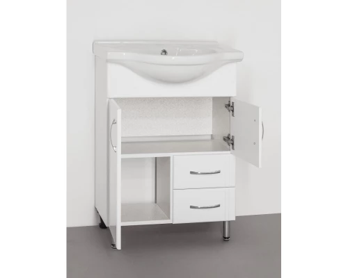 Тумба с раковиной белый глянец 60,5 см Style Line Эко Стандарт ЛС-00000103 + ЛС-00000143