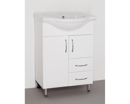 Тумба с раковиной белый глянец 60,5 см Style Line Эко Стандарт ЛС-00000103 + ЛС-00000143