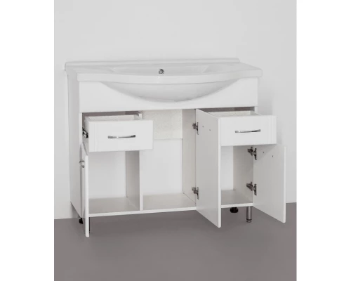 Тумба с раковиной белый глянец 100,5 см Style Line Эко Стандарт ЛС-00000240 + ЛС-00000171T