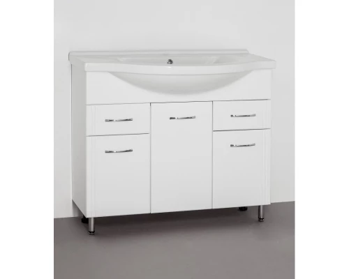 Тумба с раковиной белый глянец 100,5 см Style Line Эко Стандарт ЛС-00000240 + ЛС-00000171T