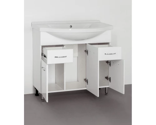 Тумба с раковиной белый глянец 90,5 см Style Line Эко Стандарт ЛС-00000110 + ЛС-00000152