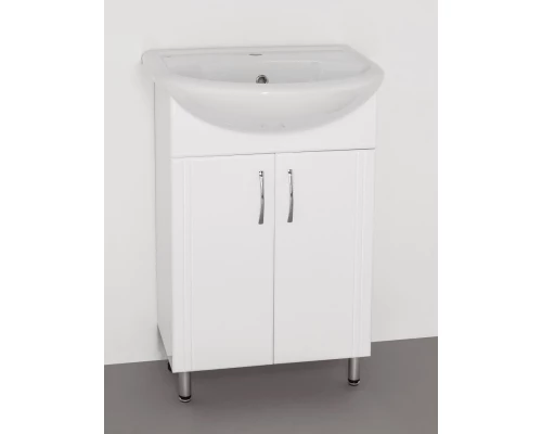 Тумба с раковиной белый глянец 55,5 см Style Line Эко Стандарт ЛС-00000339 + ЛС-00000135