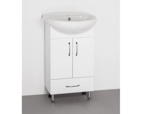 Тумба с раковиной белый глянец 50 см Style Line Эко Стандарт ЛС-00000096 + ЛС-00000162