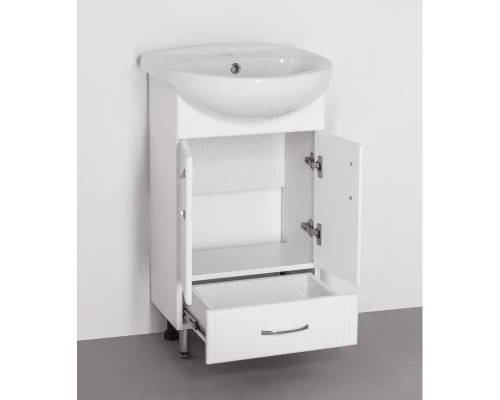 Тумба с раковиной белый глянец 50 см Style Line Эко Стандарт ЛС-00000096 + ЛС-00000162