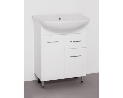 Тумба с раковиной белый глянец 61 см Style Line Эко Стандарт ЛС-00000101 + ЛС-00000140