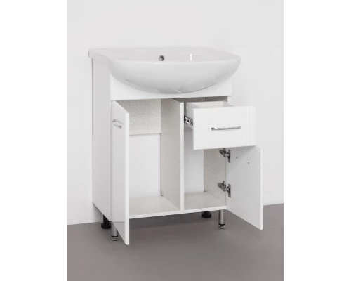 Тумба с раковиной белый глянец 61 см Style Line Эко Стандарт ЛС-00000101 + ЛС-00000140