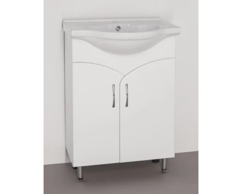 Тумба с раковиной белый глянец 60 см Style Line Эко Стандарт ЛС-00000259 + ЛС-00000143