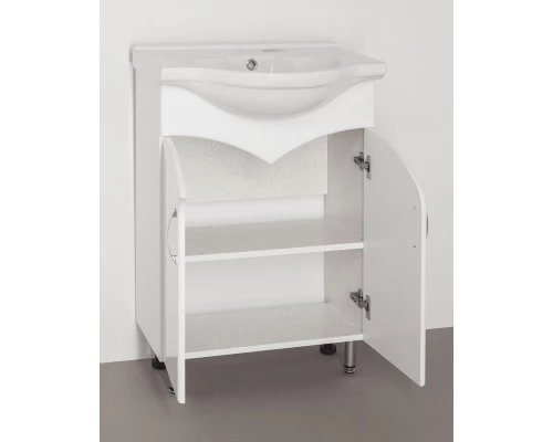 Тумба с раковиной белый глянец 60 см Style Line Эко Стандарт ЛС-00000259 + ЛС-00000143