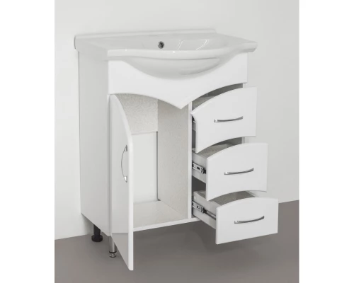 Тумба с раковиной белый глянец 66 см Style Line Эко Стандарт ЛС-00000104 + ЛС-00000144