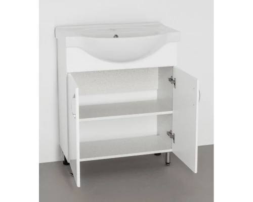 Тумба с раковиной белый глянец 70 см Style Line Эко Стандарт ЛС-00000105 + ЛС-00000142