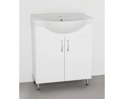 Тумба с раковиной белый глянец 70 см Style Line Эко Стандарт ЛС-00000105 + ЛС-00000142