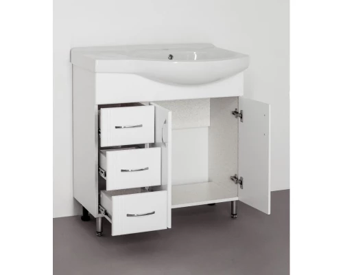 Тумба с раковиной белый глянец 83 см Style Line Эко Стандарт ЛС-00000108 + ЛС-00000163