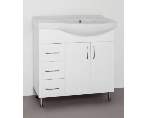 Тумба с раковиной белый глянец 83 см Style Line Эко Стандарт ЛС-00000108 + ЛС-00000163