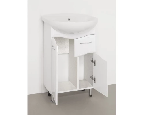 Тумба с раковиной белый глянец 56 см Style Line Эко Волна ЛС-00000098 + ЛС-00000158