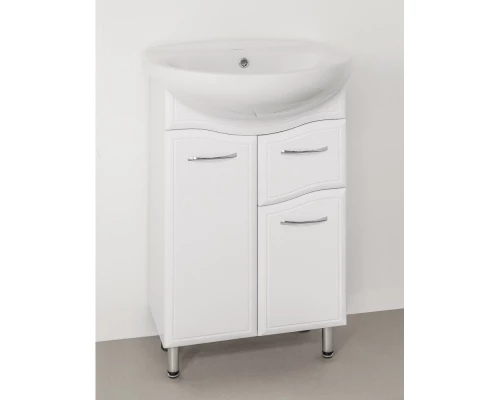 Тумба с раковиной белый глянец 56 см Style Line Эко Волна ЛС-00000098 + ЛС-00000158