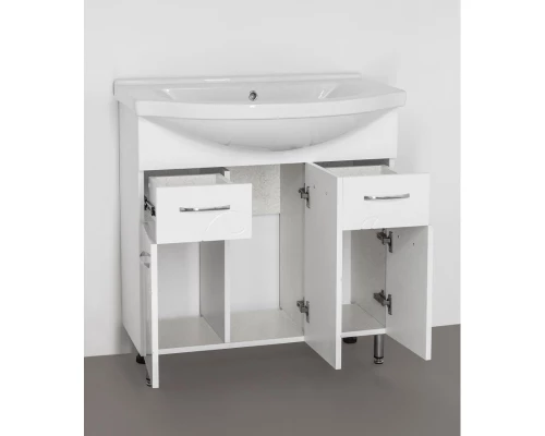 Тумба с раковиной белый глянец 80 см Style Line Эко Фьюжн ЛС-00000076 + ЛС-00000151