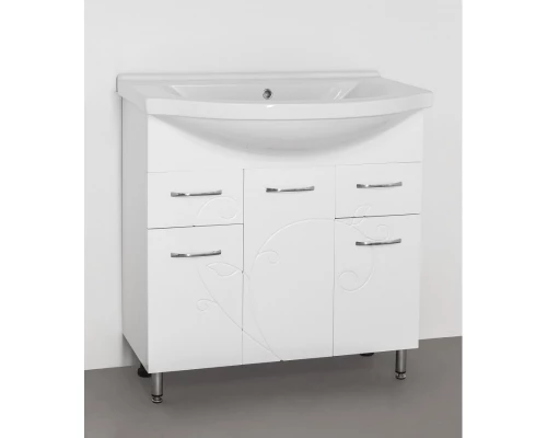 Тумба с раковиной белый глянец 80 см Style Line Эко Фьюжн ЛС-00000076 + ЛС-00000151