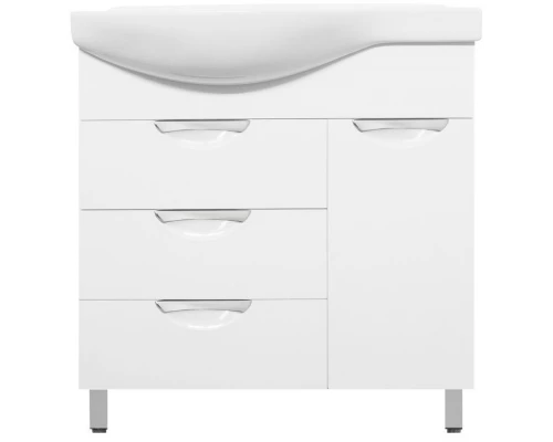 Тумба с раковиной белый глянец 83 см R Style Line Жасмин ЛС-00000527 + ЛС-00000164