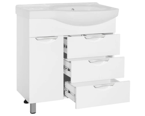 Тумба с раковиной белый глянец 83 см L Style Line Жасмин ЛС-00000526 + ЛС-00000163