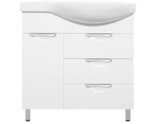Тумба с раковиной белый глянец 83 см L Style Line Жасмин ЛС-00000526 + ЛС-00000163