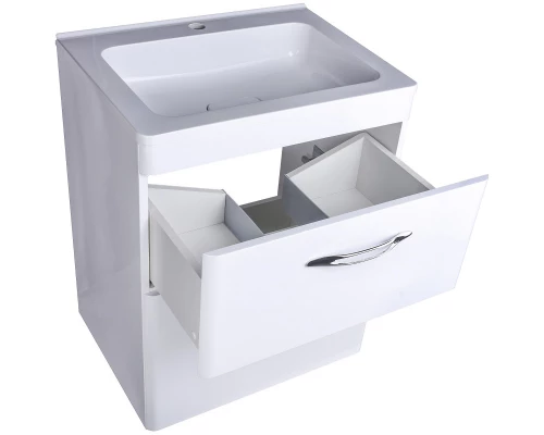 Тумба с раковиной белый глянец 60 см Style Line Каре СС-00002265 + СС-00002261