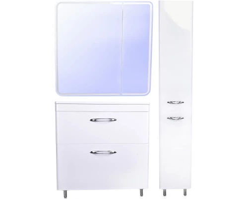 Тумба с раковиной белый глянец 80 см Style Line Каре СС-00002267 + СС-00002263