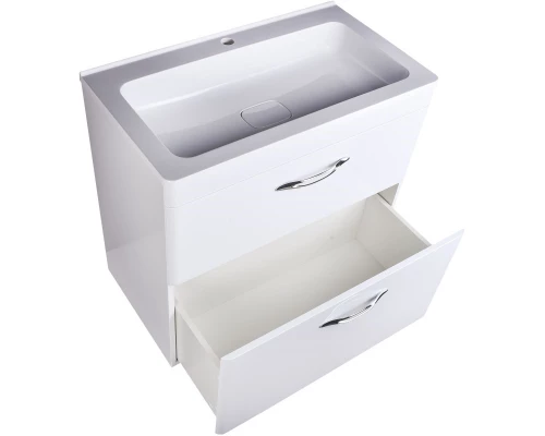 Тумба с раковиной белый глянец 80 см Style Line Каре СС-00002267 + СС-00002263