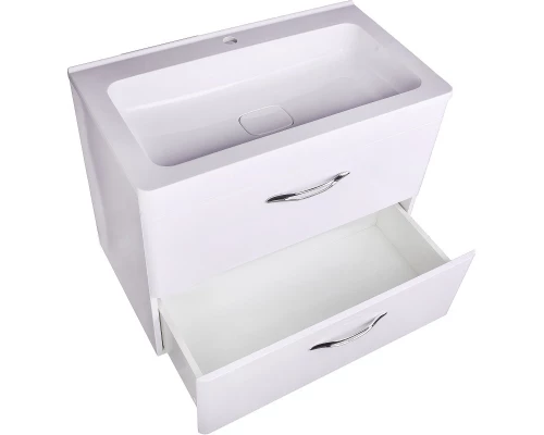 Тумба с раковиной белый глянец 80 см Style Line Каре СС-00002270 + СС-00002263