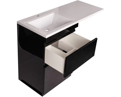Тумба с раковиной черный глянец 120 см Style Line Даймонд СС-00000560 + СС-00000367