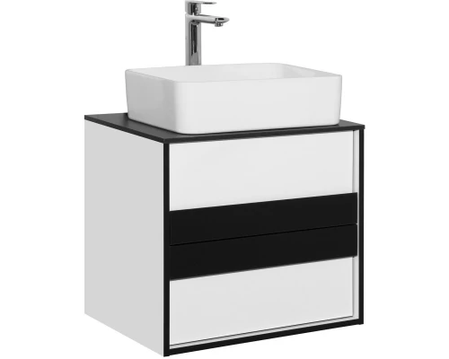 Тумба с раковиной белый глянец/черный матовый 60 см Style Line Амстердам ЛС-000010040 + СС-00002285
