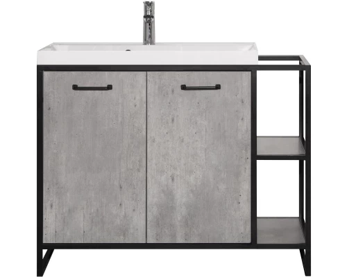 Тумба с раковиной бетон/черный 100 см Style Line Лофт ЛС-000010021 + ЛС-00000723