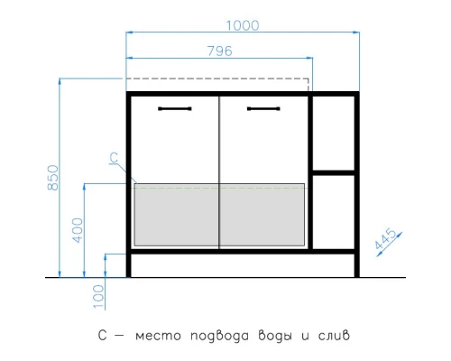 Тумба с раковиной бетон/черный 100 см Style Line Лофт ЛС-000010021 + ЛС-00000723