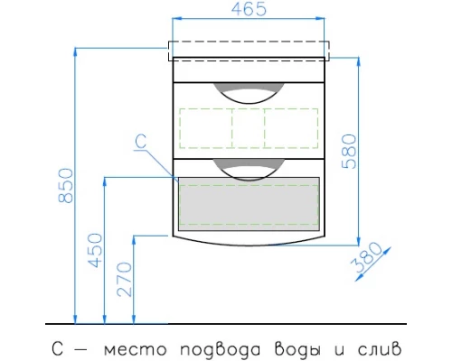 Тумба с раковиной белый глянец 50 см Style Line Жасмин 2 ЛС-000010039 + ЛС-00000154