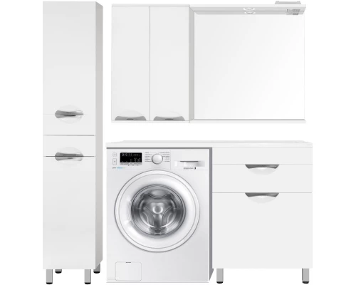 Тумба с раковиной белый глянец 120 см с бельевой корзиной Style Line Жасмин ЛС-00000645 + ЛС-00000394
