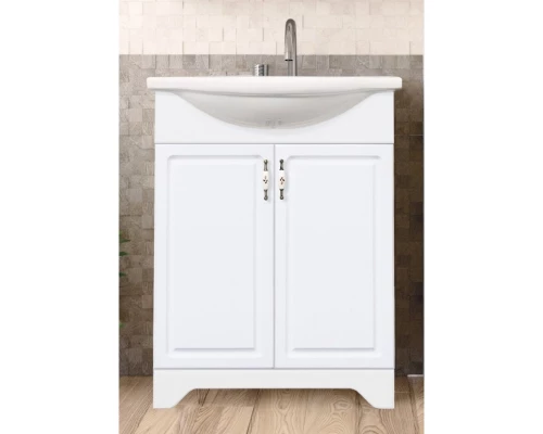 Тумба с раковиной белый глянец 56 см Style Line Олеандр-2 ЛС-00000046 + ЛС-00000158