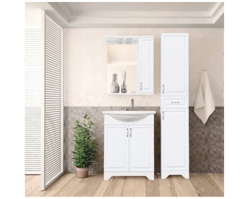 Тумба с раковиной белый глянец 56 см Style Line Олеандр-2 ЛС-00000046 + ЛС-00000158