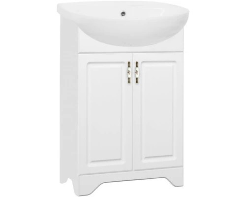 Тумба с раковиной белый глянец 56 см Style Line Олеандр-2 ЛС-00000046 + ЛС-00000158