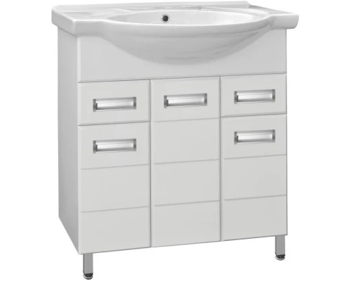 Тумба с раковиной белый глянец 76 см Style Line Ирис ЛС-00000017 + ЛС-00000145