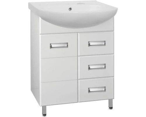 Тумба с раковиной белый глянец 66,5 см Style Line Ирис ЛС-00000016 + ЛС-00000153