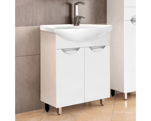 Тумба с раковиной белый глянец 60,5 см Style Line Жасмин ЛС-00000034 + ЛС-00000157