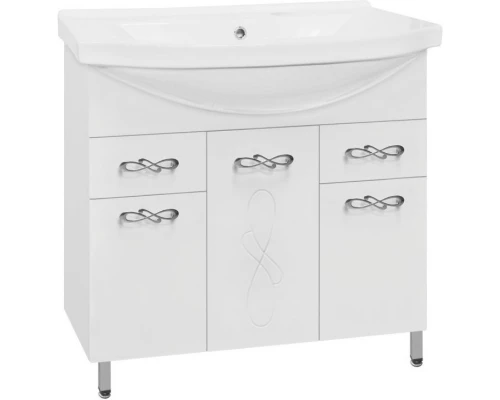 Тумба с раковиной белый глянец 90,5 см Style Line Венеция ЛС-00000260 + ЛС-00000152