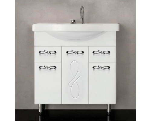 Тумба с раковиной белый глянец 90,5 см Style Line Венеция ЛС-00000260 + ЛС-00000152