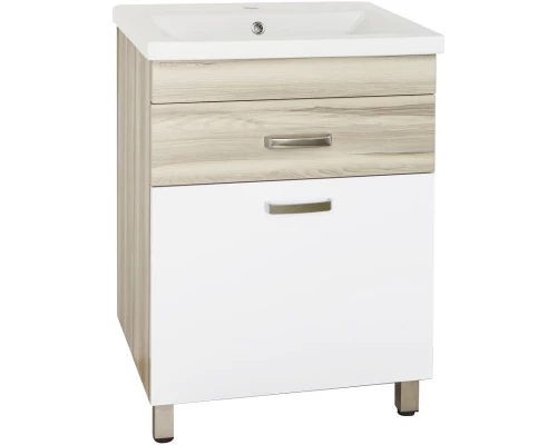 Тумба с раковиной дерево/белый глянец 60 см Style Line Ориноко ЛС-00000383 + ЛС-00000155