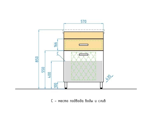 Тумба дерево/белый глянец 57 см Style Line Ориноко ЛС-00000383