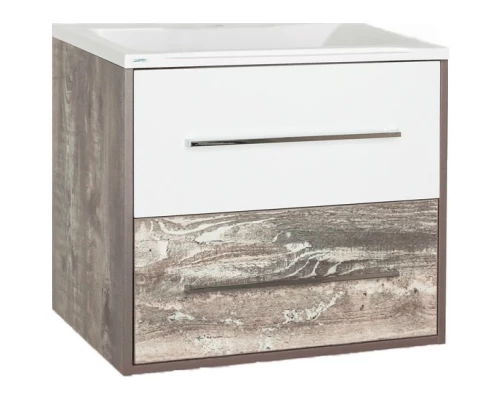Тумба с раковиной бетон/белый глянец 75 см Style Line Экзотик ЛС-00000401 + СС-00000405