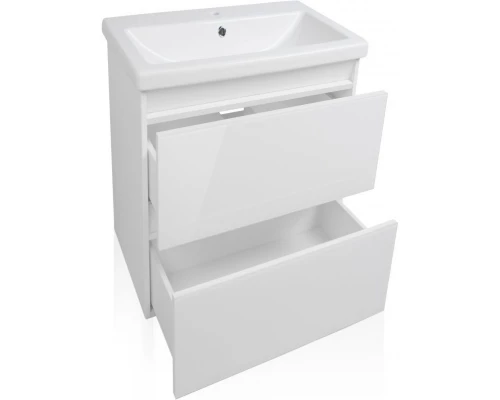 Тумба с раковиной белый глянец 60 см Style Line Даймонд СС-00000500 + ЛС-00000155