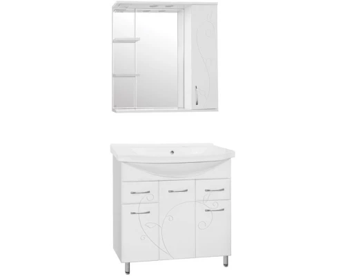 Тумба с раковиной белый глянец 80 см Style Line Эко Фьюжн ЛС-00000076 + ЛС-00000151