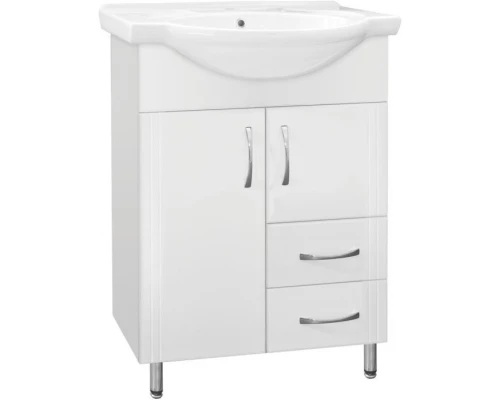 Тумба с раковиной белый глянец 60,5 см Style Line Эко Стандарт ЛС-00000103 + ЛС-00000143